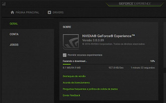 GeForce Experience atualização