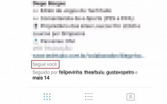 Se o usuário lhe segue irá aparecer Se o usuário lhe segue irá aparecer