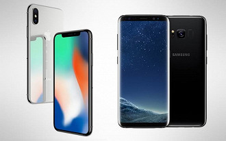 iPhone X e Galaxy S8, aparelhos que foram especulados com a característica de leitor biométrico na tela.