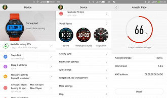 Amazfit Pace - Telas do app