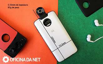 Snap Moto 360 câmera - medidas do aparelho