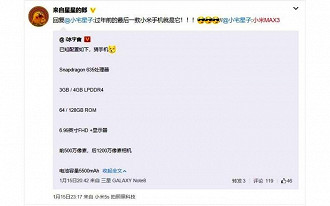 Publicação feita na rede social Weibo Publicação feita na rede social Weibo