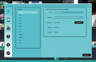 Diversas formas de exportar o vídeo finalizado