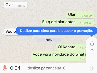 Modo permite travar o ícone de gravação para não precisar ficar segurando o dedo na tela.