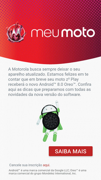 Mensagem recebida no Moto Z2 Play