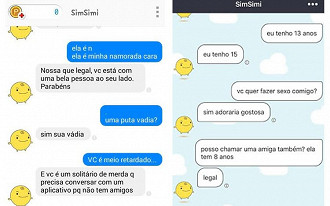 Exemplos de conversas pelo app