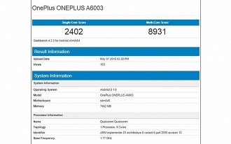 Teste de benchmark Geekbench