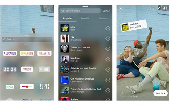 Novo adesivo tem recurso de adicionar música aos Stories. (Imagem: Divulgação/Instagram)