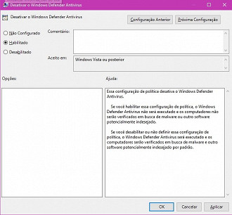 Desativar o Windows Defender