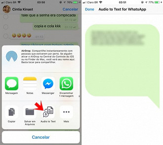 Como converter mensagem de áudio recebido em texto no WhatsApp