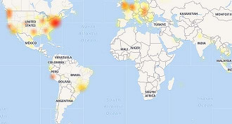 Mapa mostra locais que registraram instabilidade no Facebook. Ao que tudo indica, problema já foi sanado.