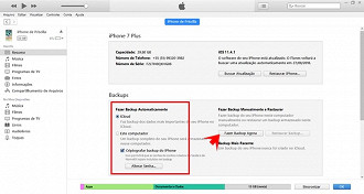 Fazer backup do iPhone no iTunes
