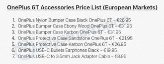 Acessórios OnePlus 6T e preços