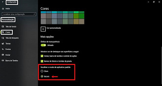 Modo escuro para aplicativos da Microsoft