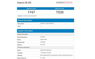 Xiaomi Mi 6S aparece no Geekbench