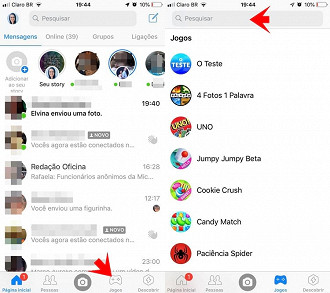 Jogos no Messenger