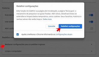 Redefinir configurações do navegado