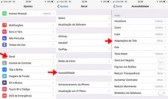 Configurações > Geral > Acessibilidade