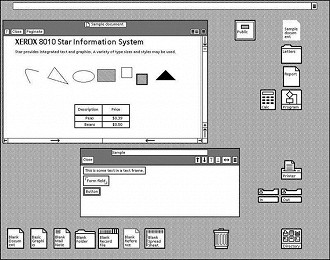 Interface gráfica de um Xerox Star, em 1981