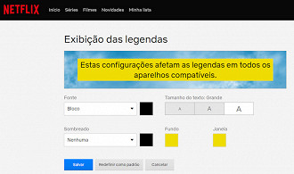 Como aumentar, mudar a cor e o tipo das legendas da Netflix