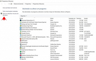 Ativar ou desativar recursos do Windows