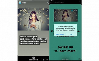 O intermediário do Facebook, uTest, publicou anúncios no Snapchat e no Instagram, atraindo os adolescentes para o programa de pesquisa com a promessa de dinheiro