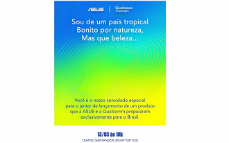 Convite da ASUS enviado a imprensa brasileira para o evento no dia 13 de março em São Paulo.