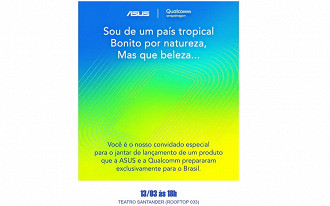 Convite da ASUS enviado a imprensa brasileira para o evento no dia 13 de março em São Paulo. Convite da ASUS enviado a imprensa brasileira para o evento no dia 13 de março em São Paulo.