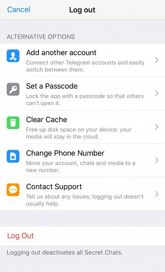 Telegram Modo Sair. Telegram Modo Sair.