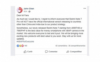 Comunicado de John Chen