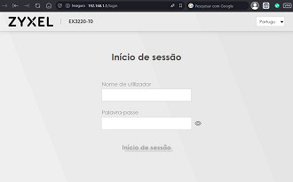 Ao acessar o endereço de IP do roteador, uma página parecido com essa deve ser exibida