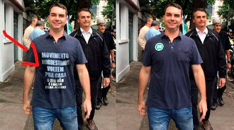 Imagem manipulada no Photoshop para  prejudicar Flávio Bolsonaro, filho do Presidente Jair Bolsonaro.