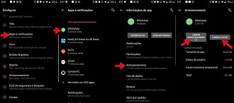 Limpar armazenamento e cachê do WhatsApp