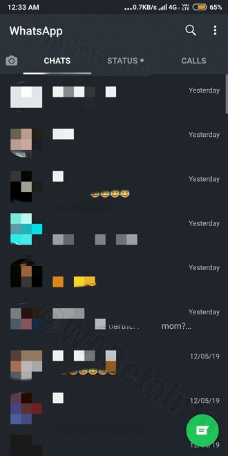 Printscreen do Dark Mode no Whatsapp