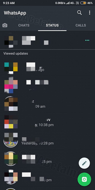 Printcreen do status no Whatsapp Dark mode