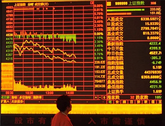 Ações no mercado chinês caindo