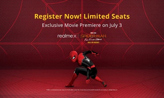 Banner do anuncio para assistir ao novo filme do Spider-man em evento organizado pela Realme