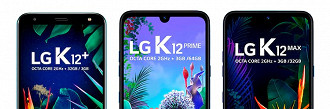 K12+ sem entalhe e K12 Prime e K12 Max com formato 19:9 e notch em forma de gota