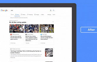 Como ficará o visual da aba de notícias da Google em breve.