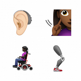 Alguns dos desenhos representando pessoas com deficiências que serão adicionados aos emojis.
