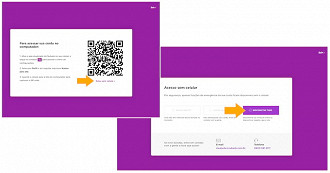 Deixe o smartphone no bolso, você não precisa dele. Basta efetuar o login no site via navegador em seu computador e clicar no link abaixo do QR code