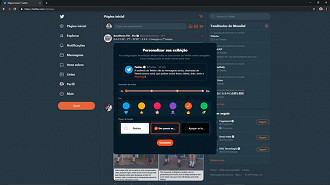 Twitter - Modo escuro foi preservado, além disso é possível personalizar o mesmo.