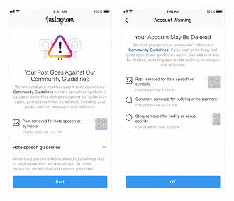 Instagram está testando novo sistema de notificação que busca deixar mais claro ao usuário o motivo de sua conta estar em risco.