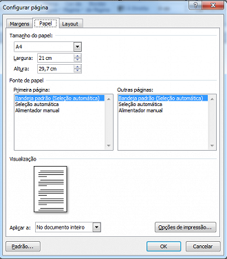 Como configurar o tipo de papel. Como configurar o tipo de papel.