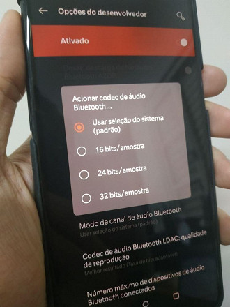 Opções de profundidade de bits