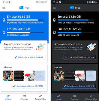 Files do Google agora com tema escuro, nossos olhos agradecem e a bateria do nosso dispositivo android também!