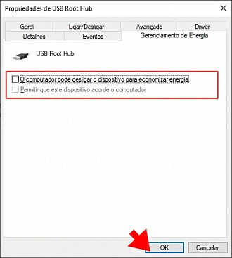 Propriedades de USB Root Hub