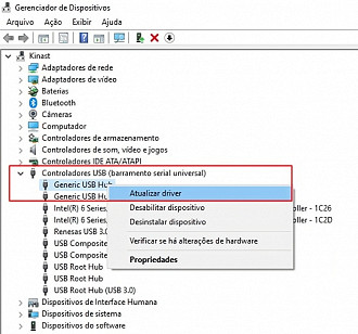 Atualizando driver de HUB USB no Windows