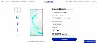 Galaxy Note 10 na Samsung por R$ 4769,10
