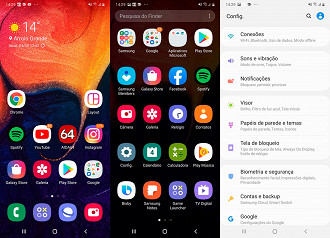 Telas da One UI da Samsung no Galaxy A50